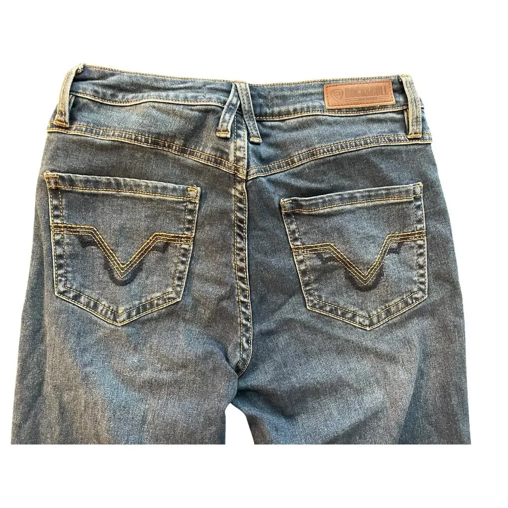 Rock & Roll Denim Trouser Flare Jeans High Rise Size 30 x 34 - Picture 2 of 4